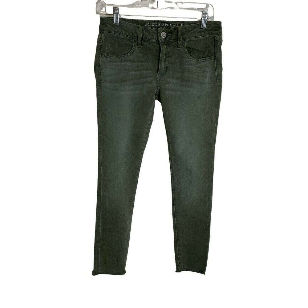 American Eagle Super Low Jegging Army Green Womens Size 8 Short Super Stretch